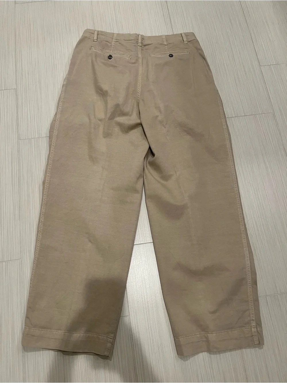 Free People Wide Leg Mid-Rise Pants in Beige